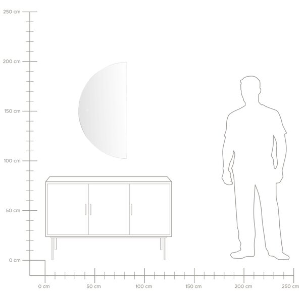 Závesné LED zrkadlo 50 x 100 cm polkruhové moderné kúpeľňové zrkadlo na stenu make-up spálňa kúpeľňa