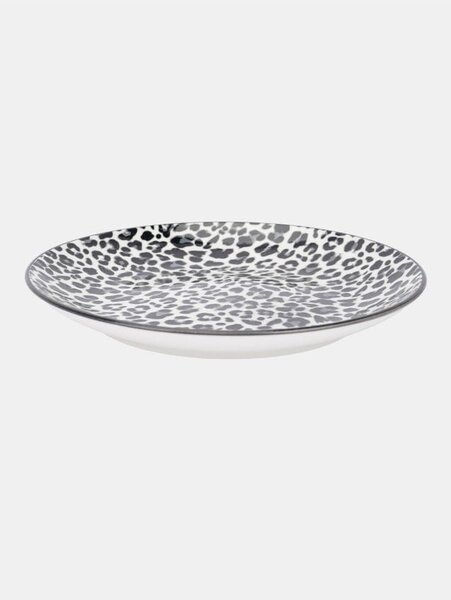 Sinsay - Keramické taniere s leopardím vzorom 2 pack - čierna