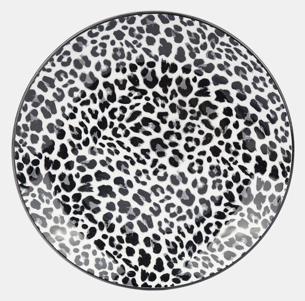Sinsay - Keramické taniere s leopardím vzorom 2 pack - čierna