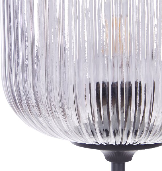 Stolná lampa čierna sivá kov sklo 50 cm nočné svetlo s tienidlom retro spálňa obývacia izba