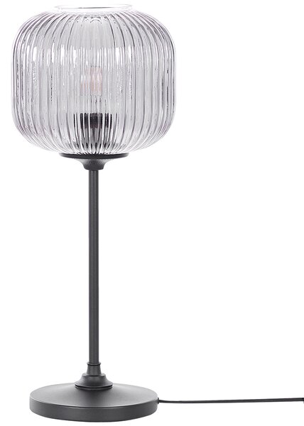 Stolná lampa čierna sivá kov sklo 50 cm nočné svetlo s tienidlom retro spálňa obývacia izba