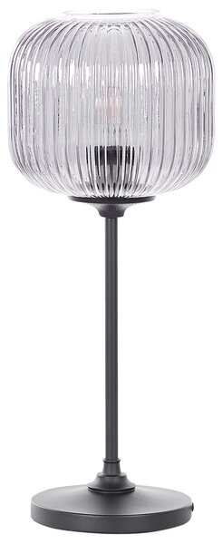 Stolná lampa čierna sivá kov sklo 50 cm nočné svetlo s tienidlom retro spálňa obývacia izba