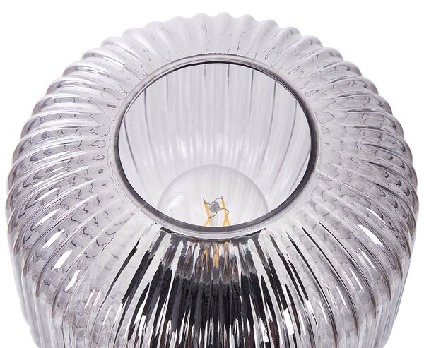 Stolná lampa čierna sivá kov sklo 50 cm nočné svetlo s tienidlom retro spálňa obývacia izba
