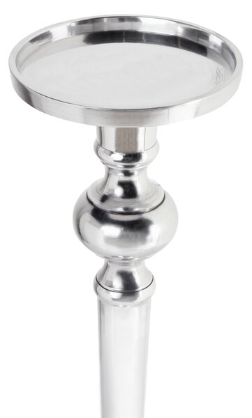 Svietnik strieborný kov hliník 40 cm na jednu sviečku moderný glamour štýl doplnky dekorácie