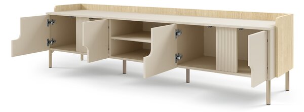 Široký TV stolík Positano - macadamia / dub mavelie