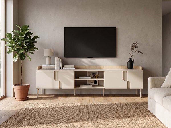 Široký TV stolík Positano - macadamia / dub mavelie