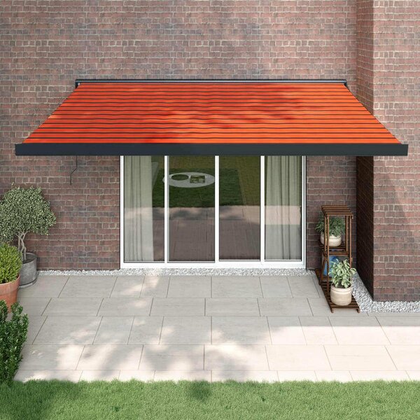 Maison Exclusive – Manuálna markíza, 4 x 3 m, oranžovo-hnedá, s horizontálnymi pruhmi