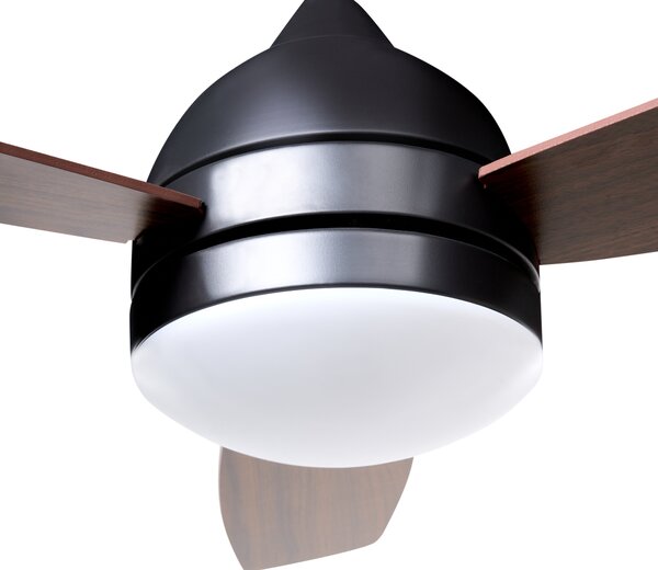 Stropný ventilátor s LED svetlom tmavohnedý syntetický materiál diaľkové ovládanie moderný škandinávsky dizajn obývacia izba