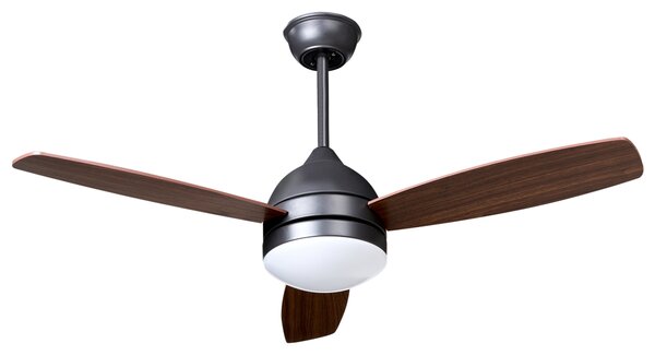 Stropný ventilátor s LED svetlom tmavohnedý syntetický materiál diaľkové ovládanie moderný škandinávsky dizajn obývacia izba