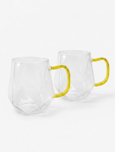 Sinsay - Sklenené hrnčeky s geometrickým dnom 2 pack - clear