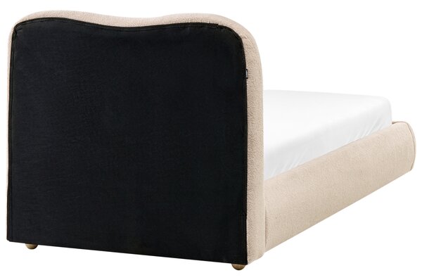 Posteľ s úložným priestorom béžová buklé čalúnenie 90 x 200 cm minimalistický moderný dizajn spálňa