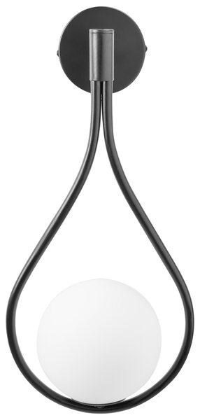 Nástenná lampa čierna kovová sklenené tienidlo elegantné svietidlo v tvare kvapky moderný glamour