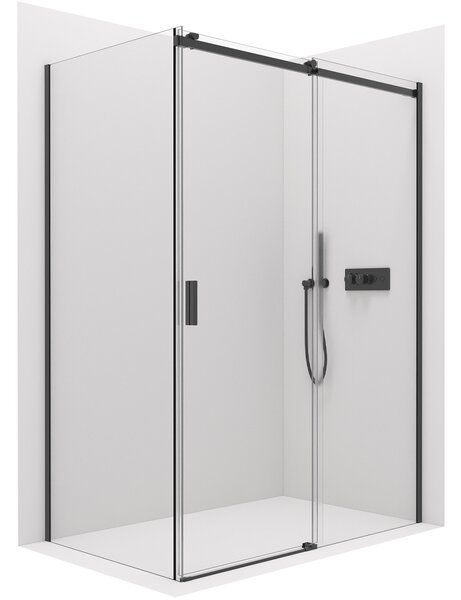 CERANO - Sprchovací kút Santoro L/P - čierna matná, transparentné sklo - 130x80 cm - posuvný