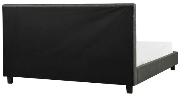 Posteľ tmavosivá látkové čalúnenie 180 x 200 cm vysoké prešívané čelo moderný štýl spálňa