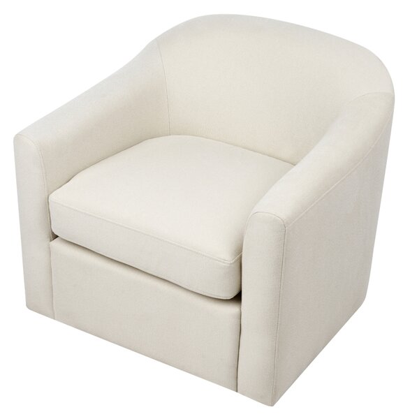 Otočné kreslo svetlobéžové polyester látkové čalúnenie vodoodpudivá tkanina retro minimalistický štýl obývacia izba