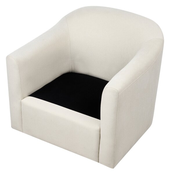 Otočné kreslo svetlobéžové polyester látkové čalúnenie vodoodpudivá tkanina retro minimalistický štýl obývacia izba