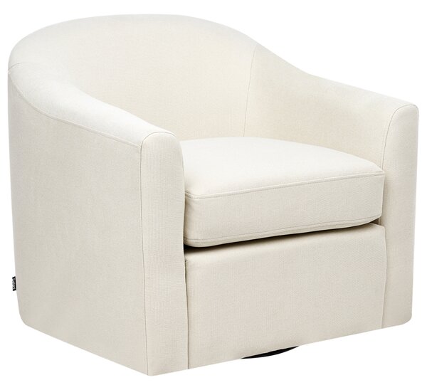 Otočné kreslo svetlobéžové polyester látkové čalúnenie vodoodpudivá tkanina retro minimalistický štýl obývacia izba
