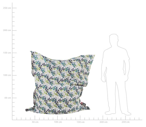 Sedací vak viacfarebný so vzorom kvetov a listov nylonový 140 x 180 cm vodoodolný poťah so zipsom polystyrénová výplň