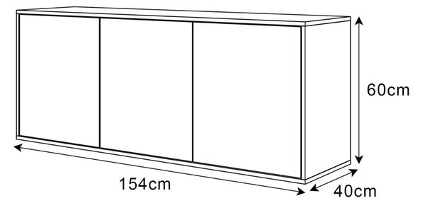 KOMODA ALWIN BIELA VYSOKÝ LESK 153cm ZÁVESNÁ