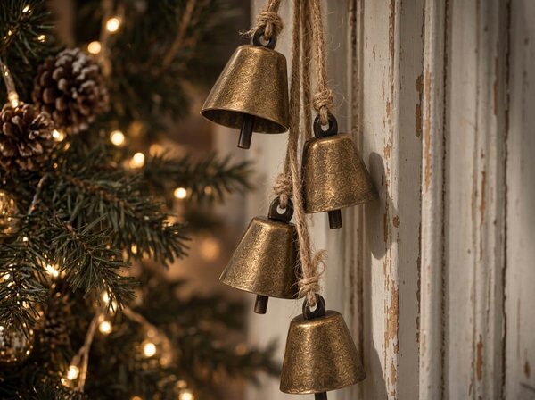 Vianočná závesná dekorácia GOLDEN BELLS 35 cm, zlatá