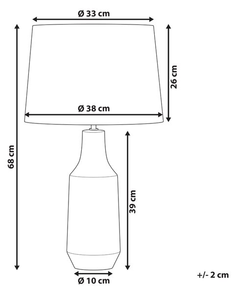 Stolná lampa čierna keramická 68 cm biele látkové tienidlo klasické stolové osvetlenie
