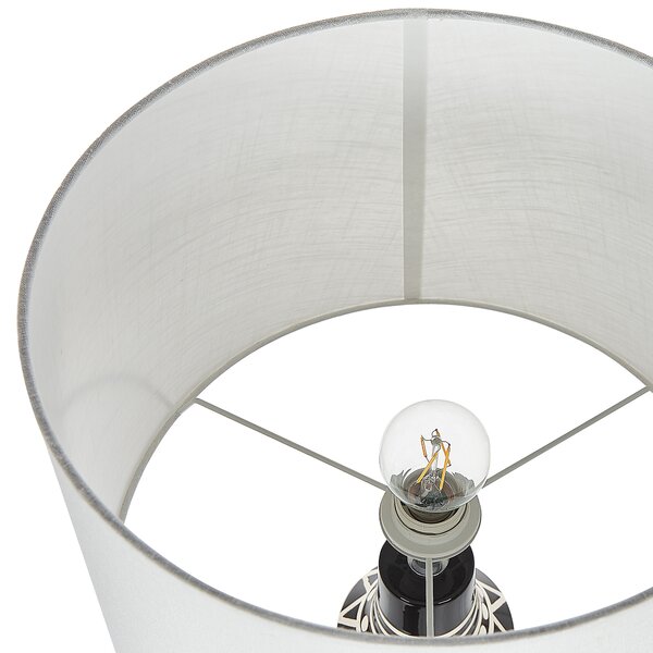 Stolná lampa čierna keramická 68 cm biele látkové tienidlo klasické stolové osvetlenie