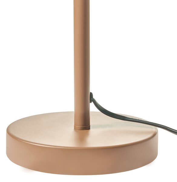 Stolná lampa hnedá tienidlo z papierovej šnúry kovový železný podstavec matný povrch moderný boho štýl obývacia izba spálňa