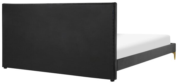 Rám postele 180 x 200 cm čierne zamatové čalúnenie s čelom zlaté nohy spálňa moderný glamour štýl