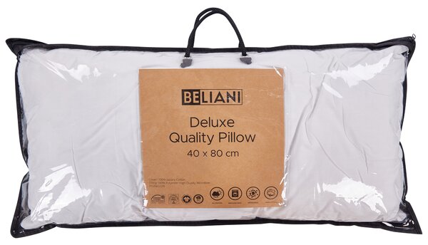 Vankúš na spanie biely bavlna japara 40 x 80 cm polyesterová výplň nízky profil