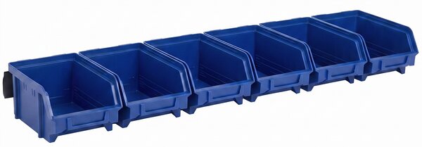 Oceľové lišty s plastovými boxmi, 6x box 103 x 166 x 73 mm
