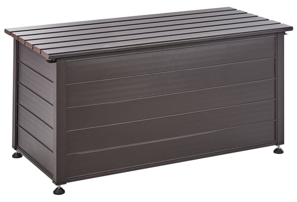 Záhradný úložný box s vekom tmavohnedý hliníkový 123 x 60 cm 330 L vonkajší úložný nábytok