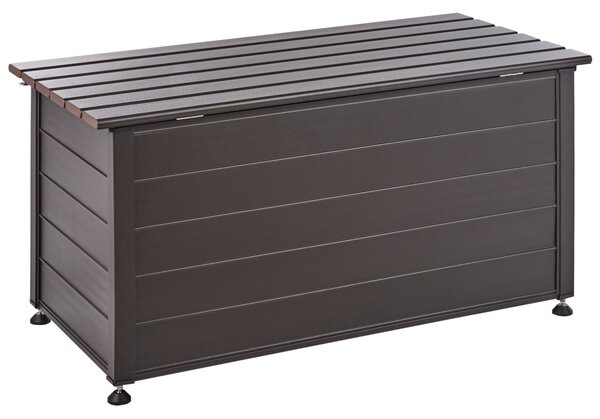 Záhradný úložný box s vekom tmavohnedý hliníkový 123 x 60 cm 330 L vonkajší úložný nábytok