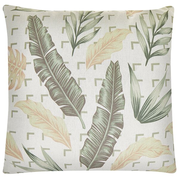 Sada 2 dekoratívnych vankúšov béžová zelená polyester 45 x 45 cm štvorcový tvar rastlinný vzor boho štýl doplnky