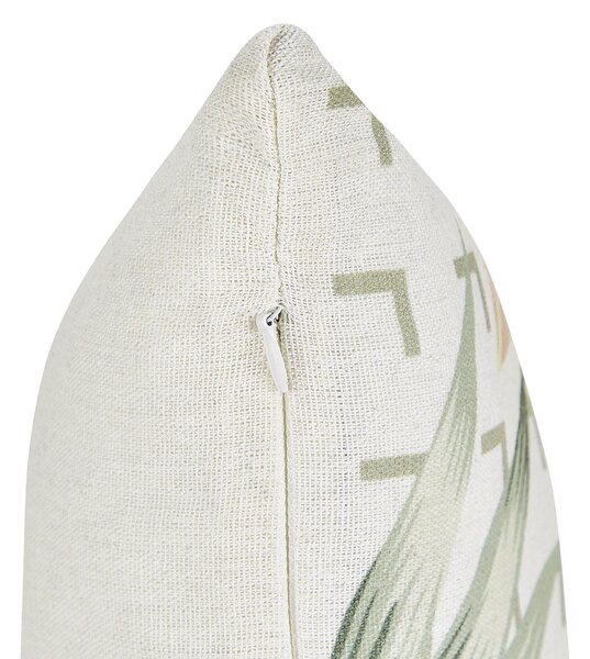 Sada 2 dekoratívnych vankúšov béžová zelená polyester 45 x 45 cm štvorcový tvar rastlinný vzor boho štýl doplnky
