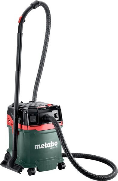 Metabo ASA 30 L PC, 1200 W, Bubnový vysávač, Suché a mokré, 30 L, 78 dB, Čierna, Zelená, Červená