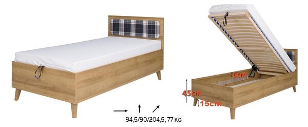NovýNábytok.sk Jednolôžková posteľ 90 cm Mimone P (dub zlatý) (s roštom). Akcia -18%. Vlastná spoľahlivá doprava až k Vám domov. 1051789