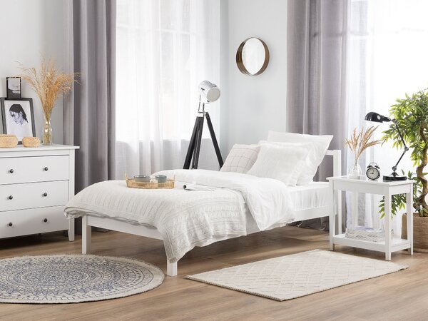 Posteľ biela z borovicového dreva 90 x 200 cm rám postele s lamelovým roštom moderná