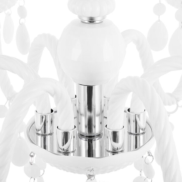 Luster biely s kryštálmi 155 cm so 6 žiarovkami moderný glamour štýl obývačka jedáleň