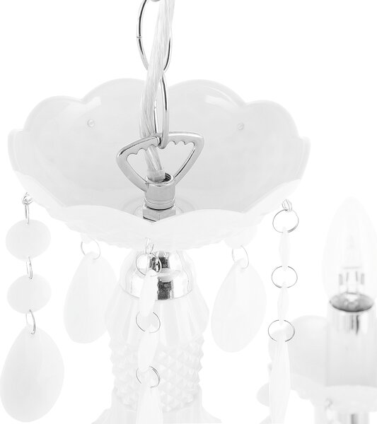 Luster biely s kryštálmi 155 cm so 6 žiarovkami moderný glamour štýl obývačka jedáleň