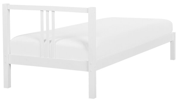 Posteľ biela z borovicového dreva 90 x 200 cm rám postele s lamelovým roštom moderná