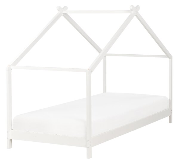Detská posteľ biela borovicové drevo 90 x 200 cm tvar domčeka lamelový rošt moderný štýl detská izba