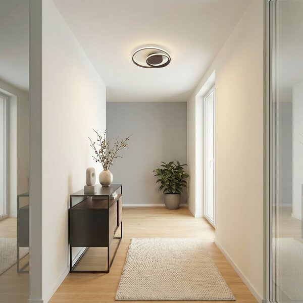 Stropné Lampa Lindby, Emisua, stmievateľné, Čierna, Obývacia izba, Hliník, Moderný