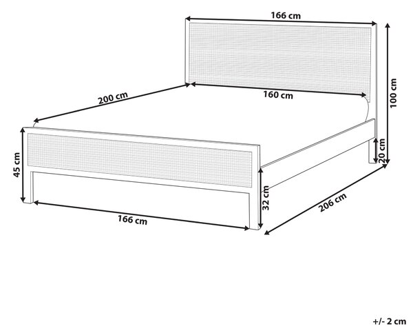 Posteľ svetlohnedá borovicové drevo 160 x 200 cm s čelom s viedenským výpletom lamelový rošt minimalistický rustikálny štýl spálňa