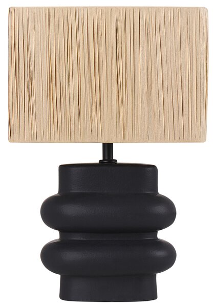 Stolná lampa čierny keramický podstavec papierové tienidlo osvetlenie do interiéru minimalistický dizajn