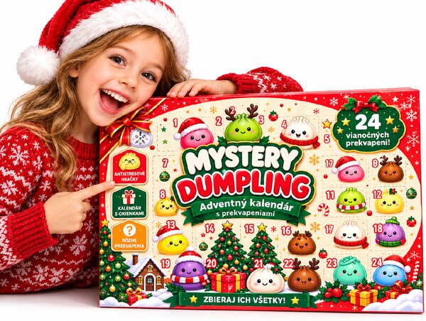 FoxBox Adventný kalendár pre deti Squishy 3D – 24 antistresových stláčacích hračiek, vianočný darček