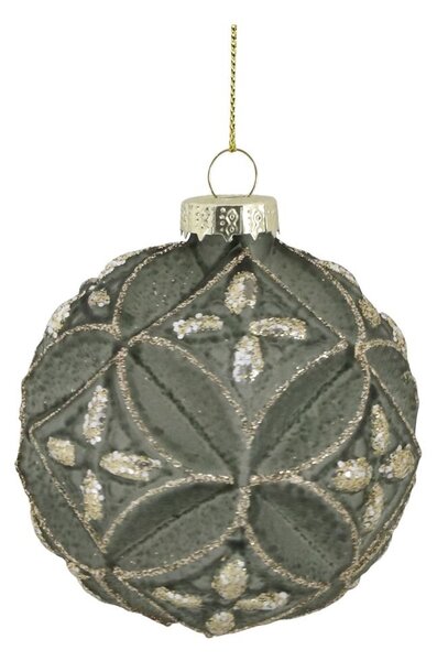 Zelená machová sklenená vianočná ozdoba gule - Ø 8 cm - Chic Antique