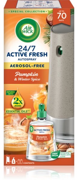Air Wick Active Fresh Pumpkin & Winter Spice automatický osviežovač vzduchu s náplňou 228 ml