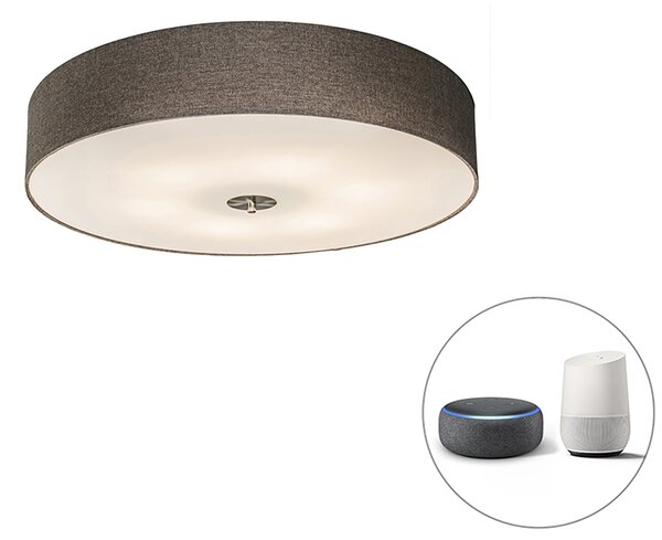 Inteligentné stropné svietidlo tmavohnedej farby 70 cm vrátane 6 ks Wifi A60 - Drum Jute