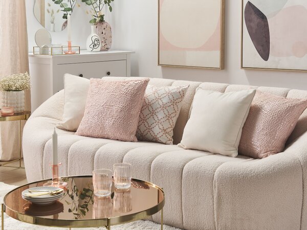 Sada 2 dekoratívnych vankúšov ružová polyester 45 x 45 cm štvorcový tvar jednofarebná bez vzoru moderný štýl doplnky
