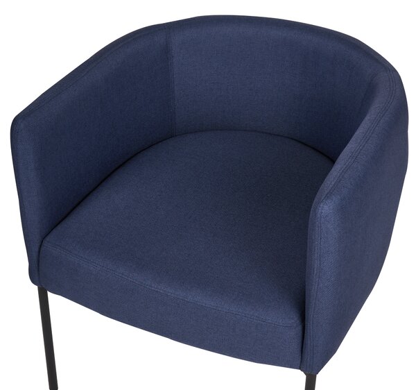Kreslo s vankúšom tmavomodrá umelý ľan čierne železné nohy moderný retro štýl obývacia izba